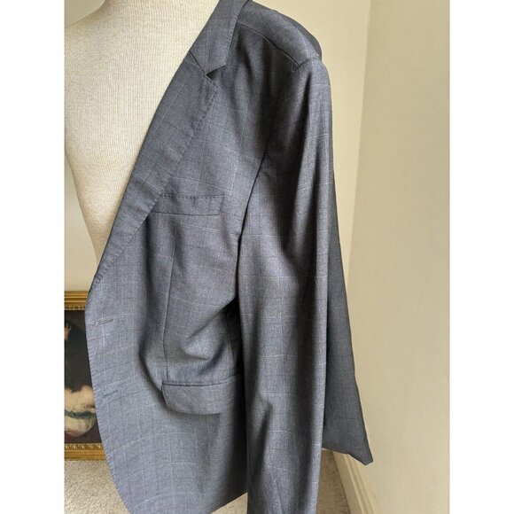 Hugo Boss Mens Blazer Wool Sport Coat US Sz 38R Redo Super 110 Grey Plaid - Picture 15 of 16